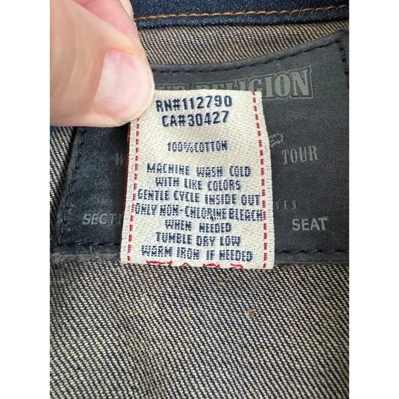 NWOT True Religion World Tour Womens Sz-S Blue Distress Denim Jacket Western - Picture 7 of 13